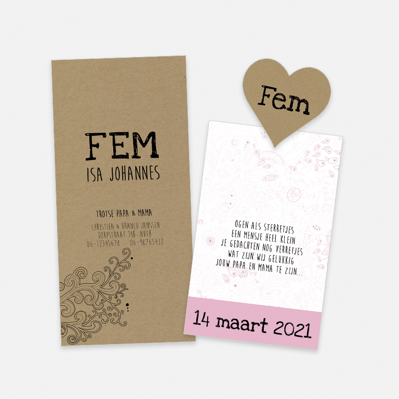 Lortye Geboortjekaartje 019a Fem