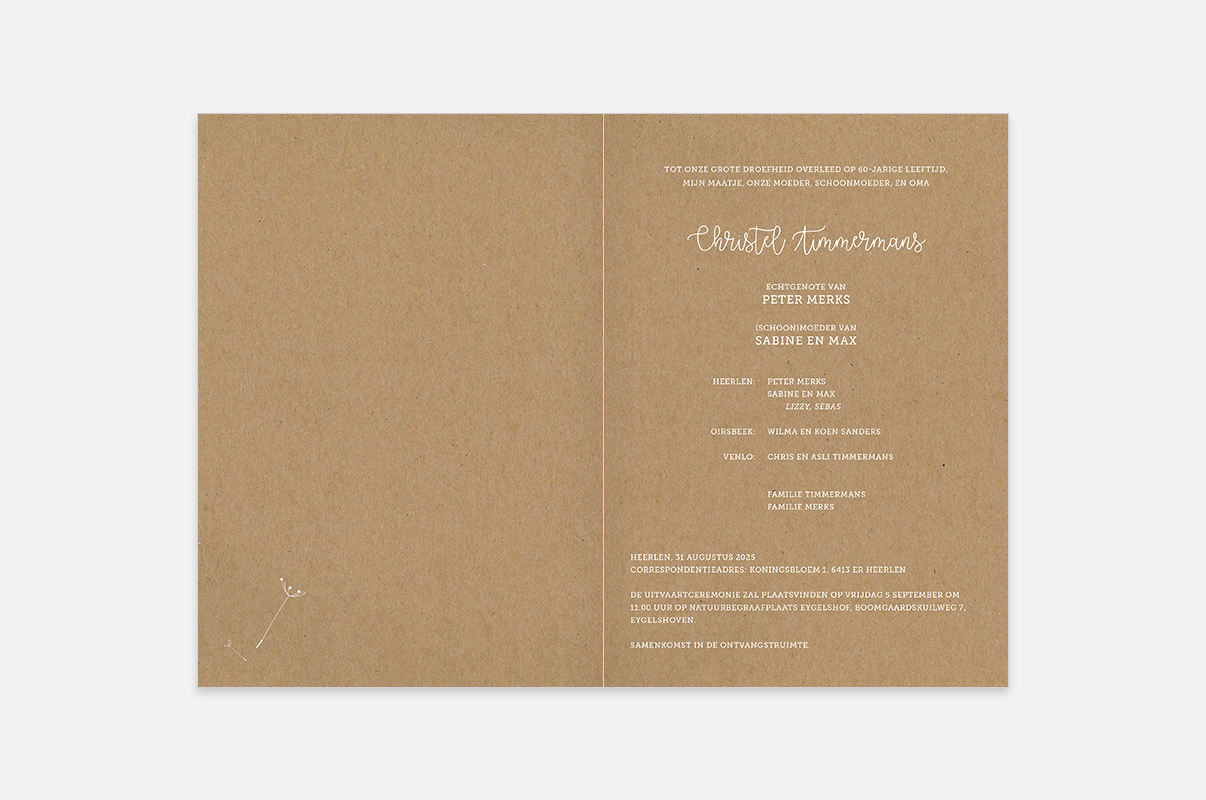  Lortye RK Rouwbrief Dandelion Kraft